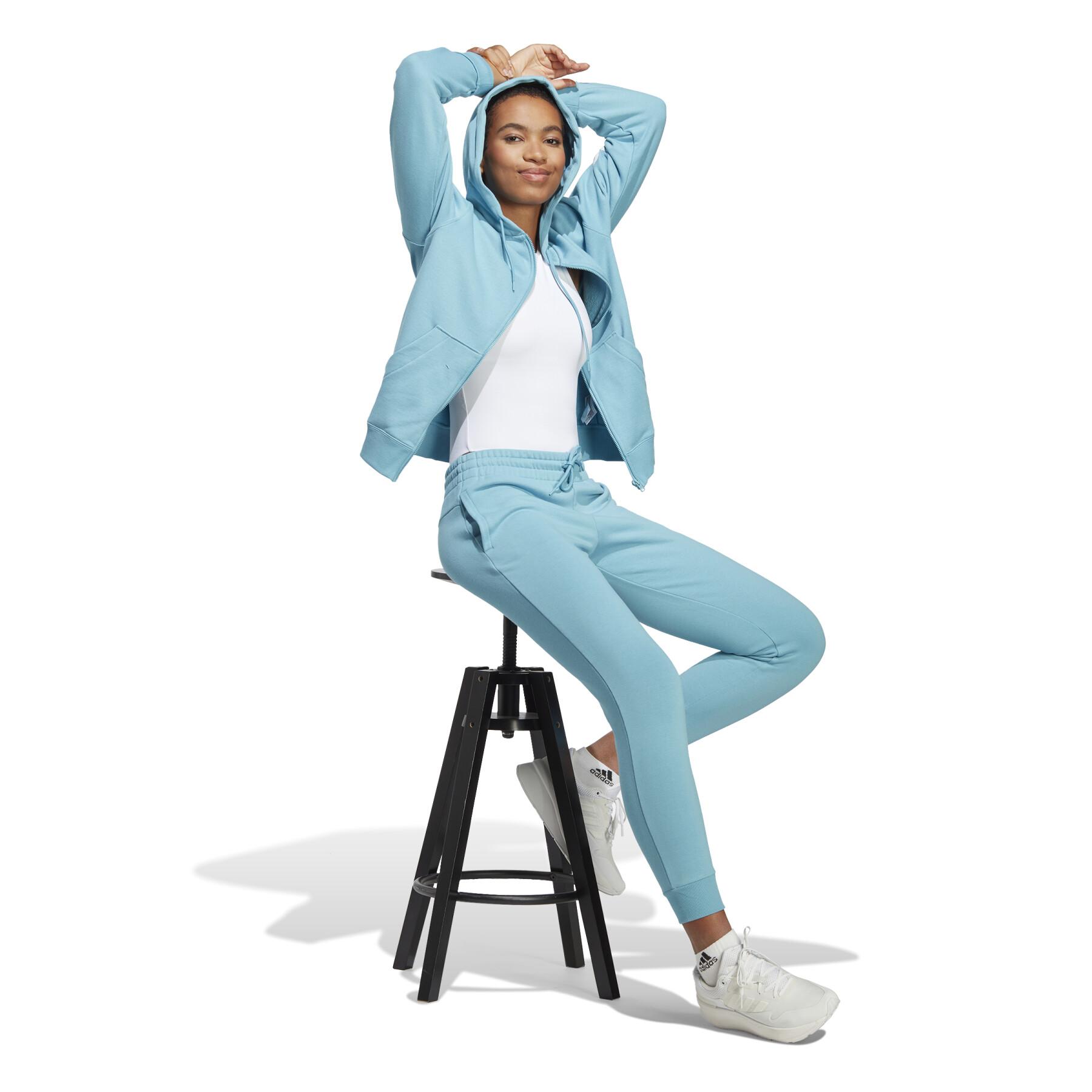 Sweatshirt felpa con cappuccio in pile full zip da donna adidas Essentials